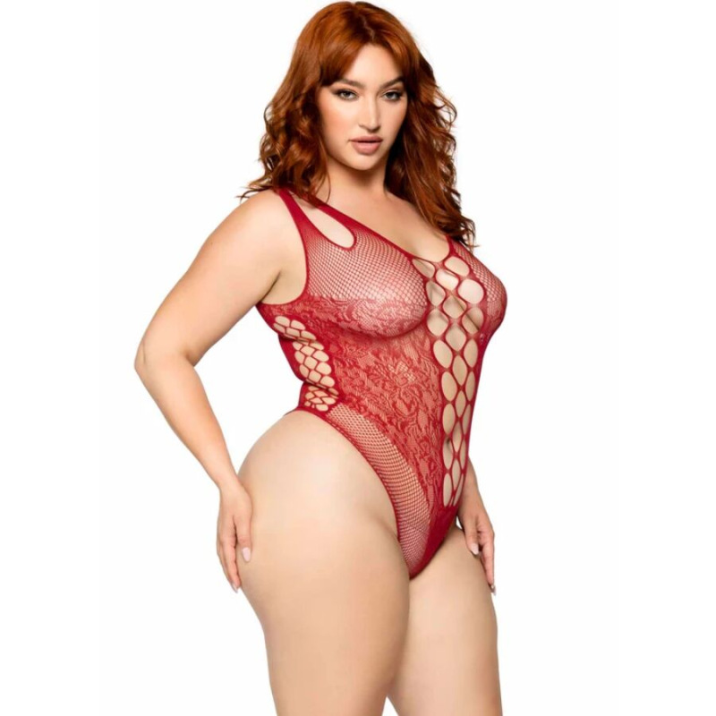 Leg avenue - 81641x seamless bodysuit burgundy size 1x/2x 1