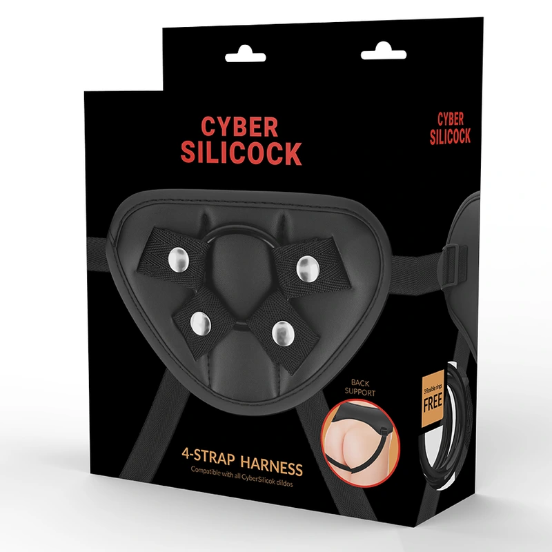 Cyber silicock - strap-on harness with 3 rings free 4