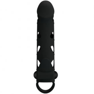 Pretty Love Vibrating Silicone Penis Sleeve With Ball Straps