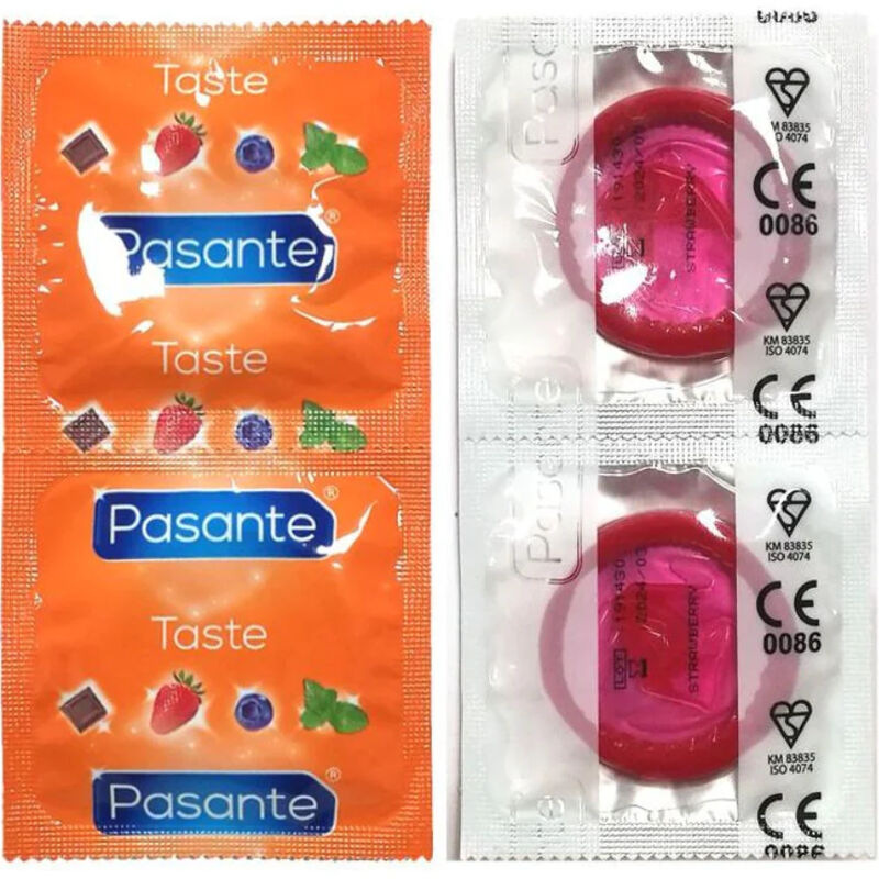 Pasante - kondómy jahodové balenie 144 ks 2
