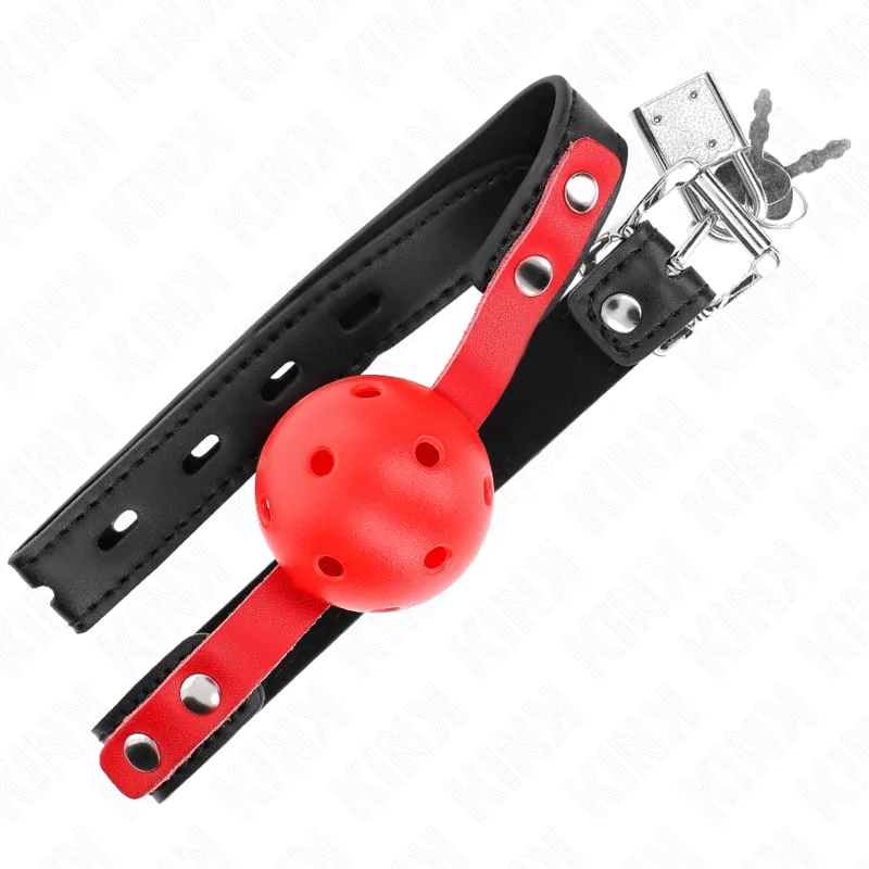 Kink - Red Hollow Hard Ball 4 Cm Gag Black Strap 60 X 2 Cm Adjustable 37-52 Cm 3