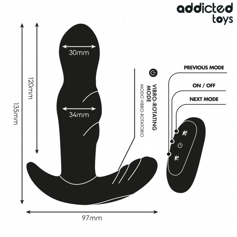 Addicted toys - rotating vibrating anal plug remote control 4