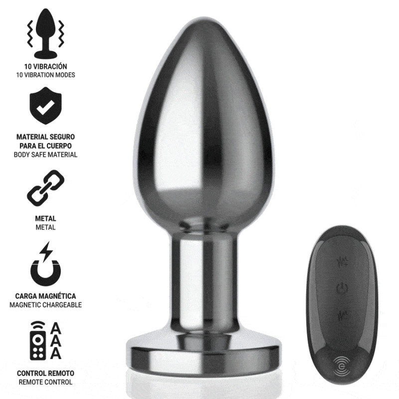 Intense - anal plug 10 vibrations metal with remote control l