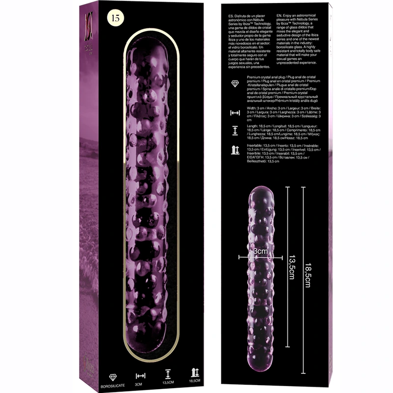 Nebula series by ibiza - model 15 dildo borosilicate glass pink 18.5 cm -o- 3 cm 5