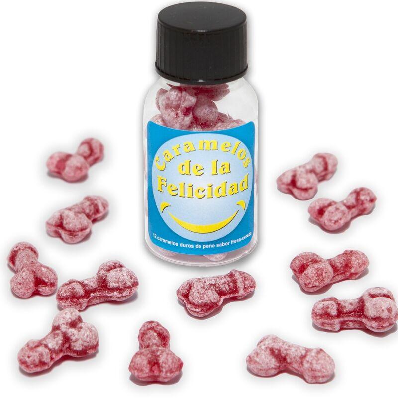 Diablo picante - jar of 12 strawberry/cherry happy penis-shaped candies