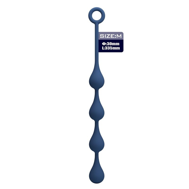 Mr play - blue silicone anal beads size m 33 cm 1