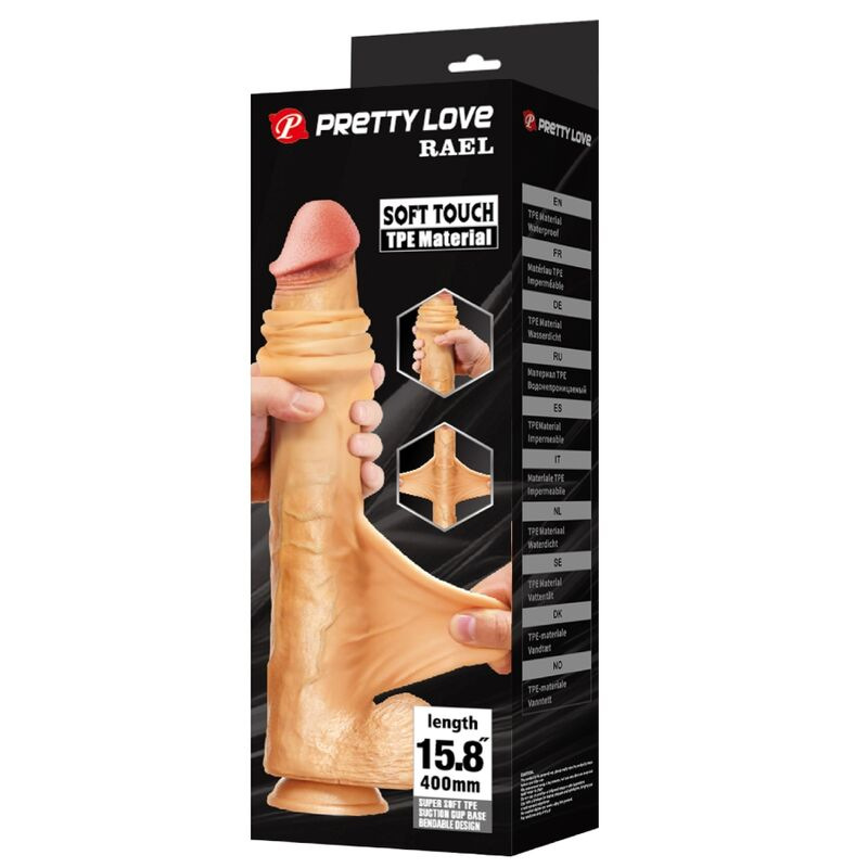 Pretty love - rael flexible realistic dildo with suction cup 40 cm -Ø- 6 cm brown 8