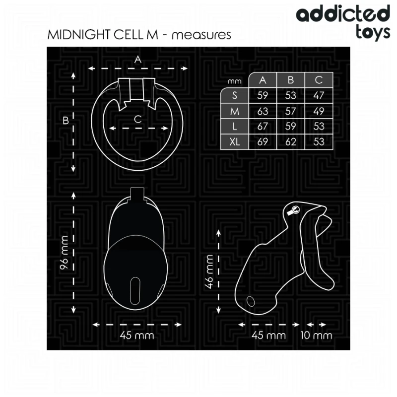 Addicted toys locked - mindnight cell penis cage 4.2 cm size m 4