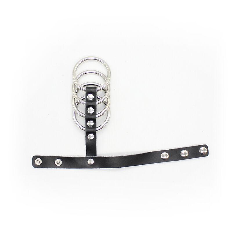 Ohmama Fetish Snap Fastener Leather Strap Metal Cock Ring