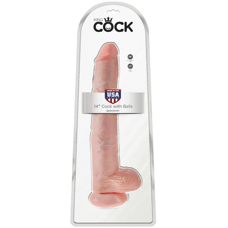 King cock - dildo with balls 35.6 cm flesh 1