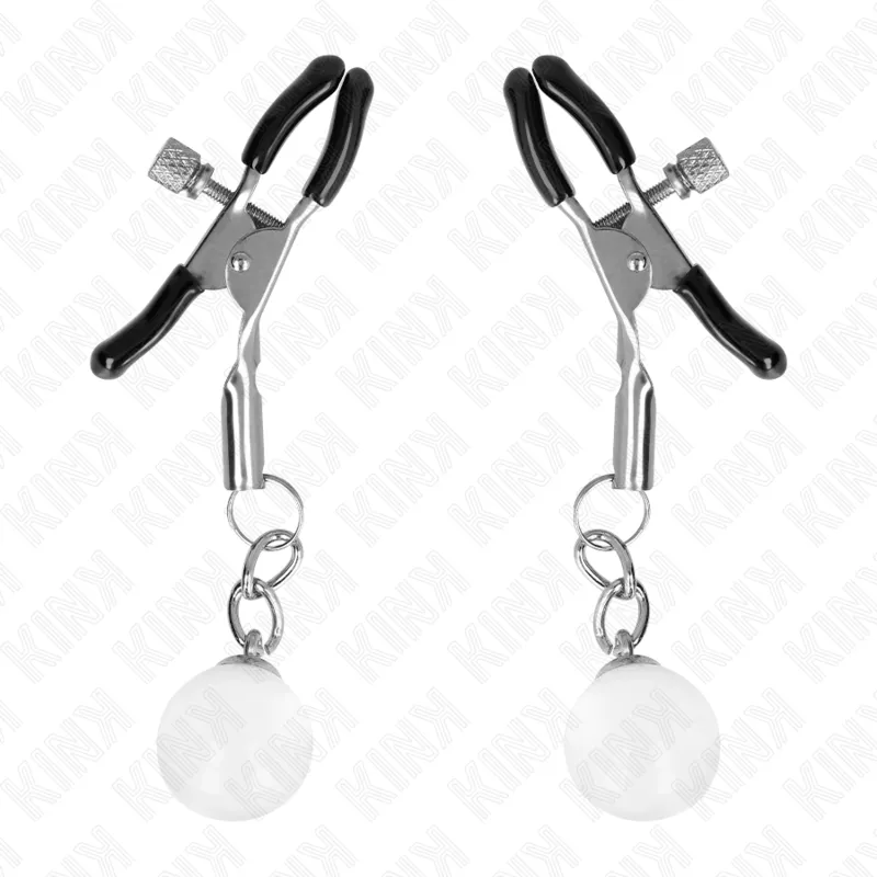 Kink - Glass Bead Nipple Clamps Silver 6 Cm