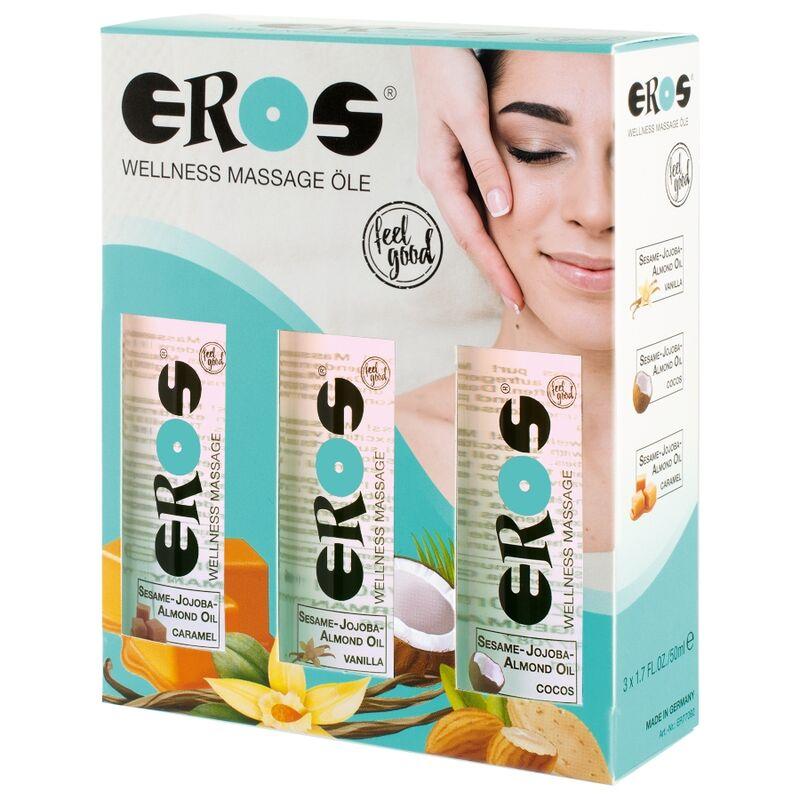Eros Wellness Massage Oils Pack Caramel + Vanilla + Coconut