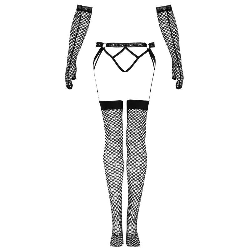 Livco Corsetti Fashion - Nemalia Set Garter + Stockings + Gloves Black 4