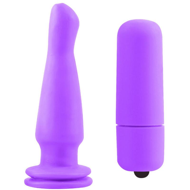 Neon Vibrating Butt Plug Purple