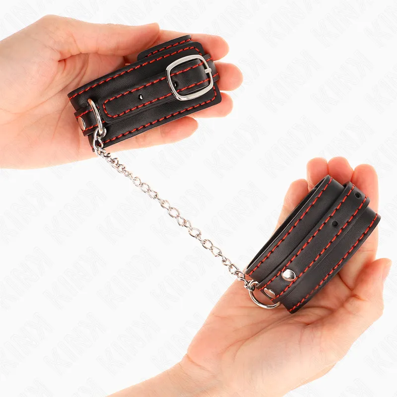 Kink - Small Wrist Restraints Black With Red Lining Adjustable 14-24 Cm X 3.5 Cm