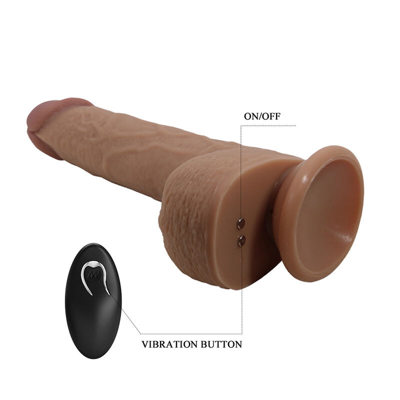 Pretty love - tommy realistic thrusting vibrator with remote control dark brown 6