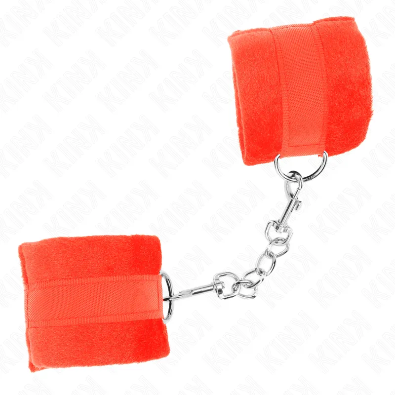 Kink - Beginner Fur Hand Cuffs Red 30 X 7 Cm