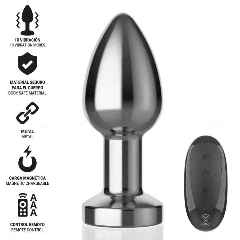 Intense - anal plug 10 vibrations metal with remote control m 1