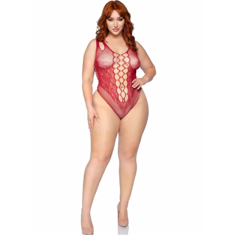 Leg avenue - 81641x seamless bodysuit burgundy size 1x/2x 3
