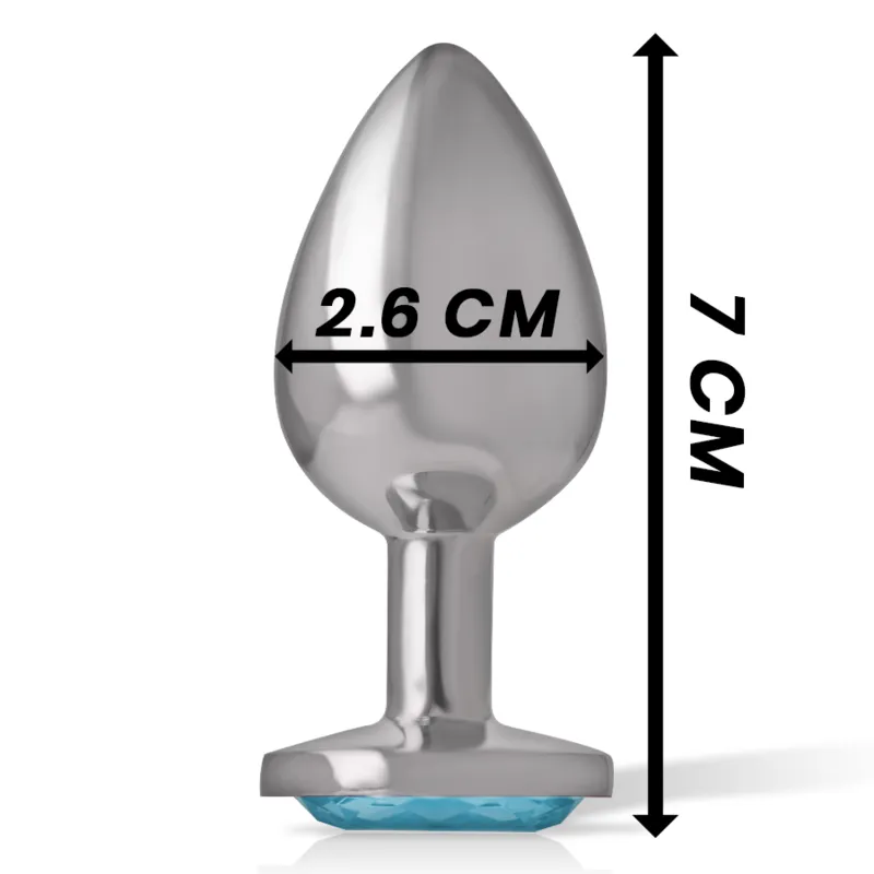 Intense - Metal Aluminum Anal Plug With Blue Glass Size S - Análny Kolík 3