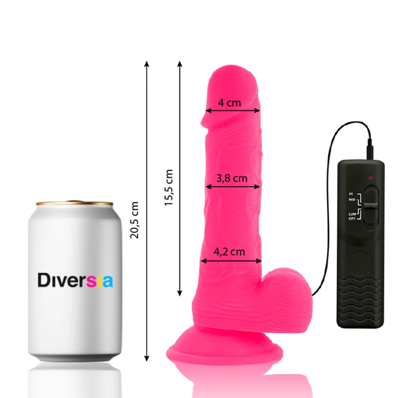 Diversia - flexible vibrating dildo pink 20.5 cm -o- 4.2 cm 1