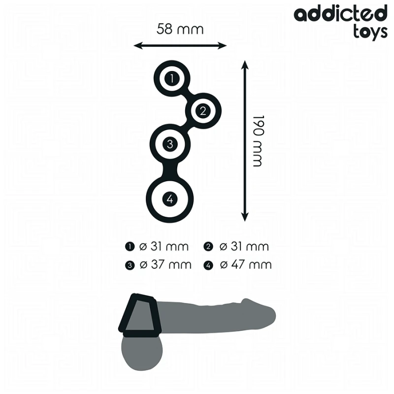 Addicted toys - penis ring with dividers for testicles 3