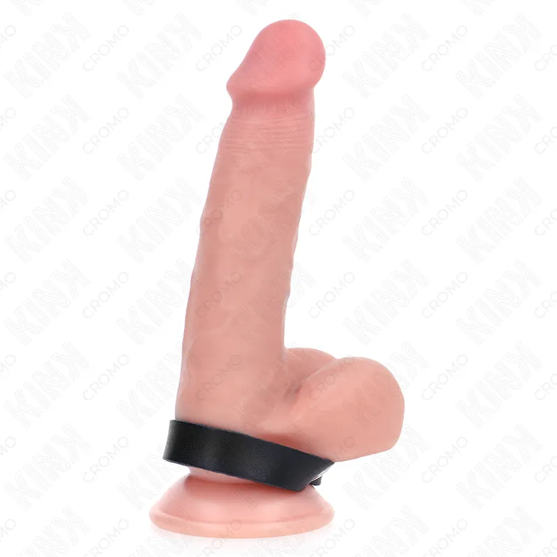 Kink - leather penis ring with pressure closure 21.5 x 1.5 cm