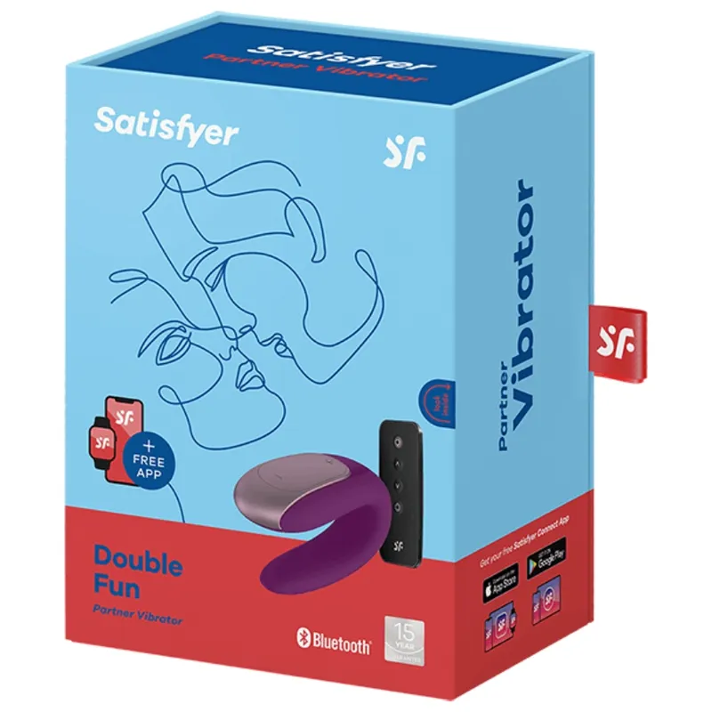 Satisfyer Double Fun Partner Purple Vibrator - Pre Páry