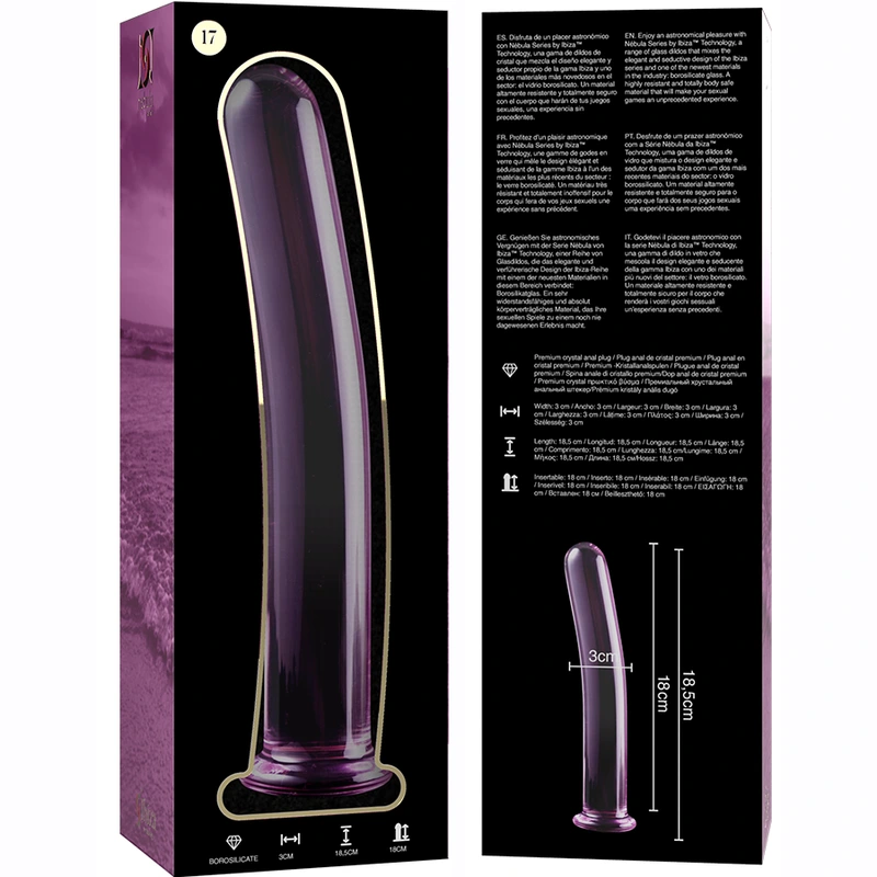 Nebula series by ibiza - model 17 dildo borosilicate glass pink 18.5 cm -o- 3 cm 5