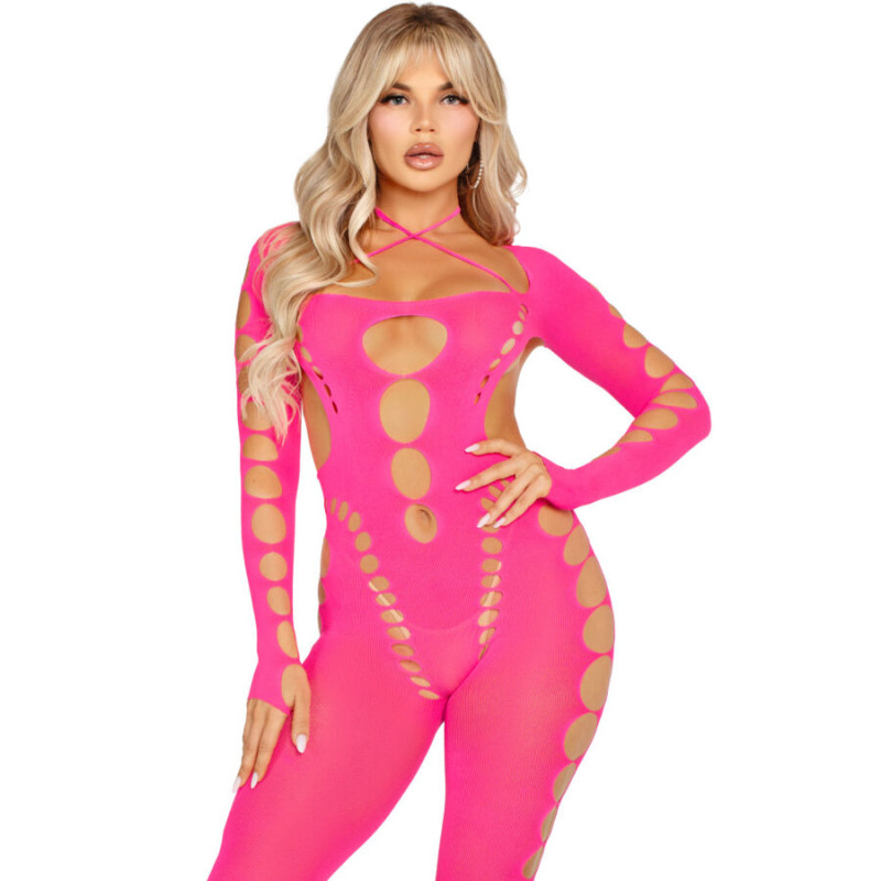 Leg avenue - pink open back bodystocking one size 3