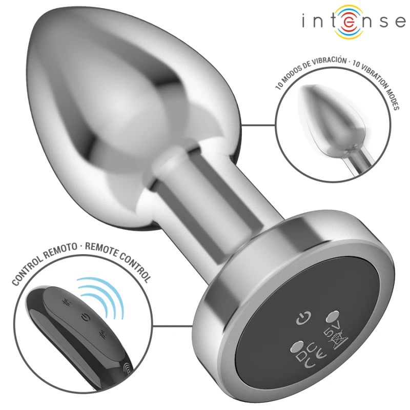 Intense - anal plug 10 vibrations metal with remote control m 3
