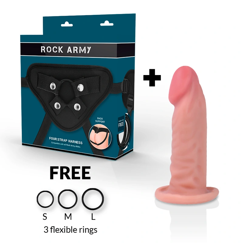Rockarmy - harness + dual density tiger realistic dildo 14 cm -o- 4.46 cm 1