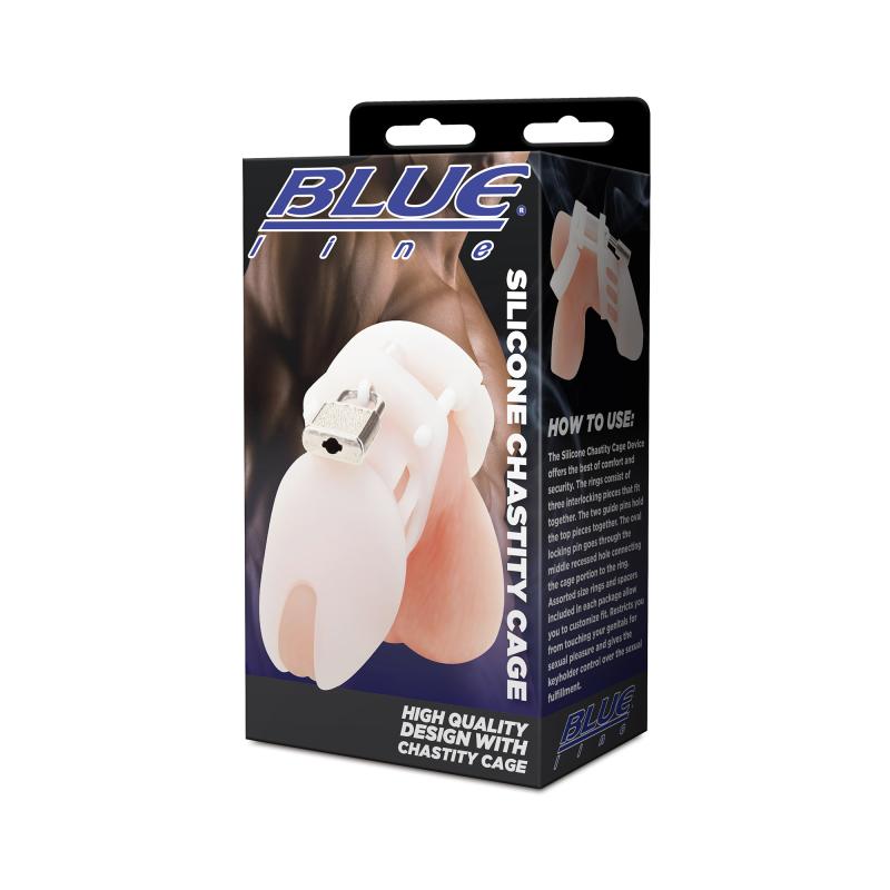 Blueline - Silicone Chastity Cage Silver