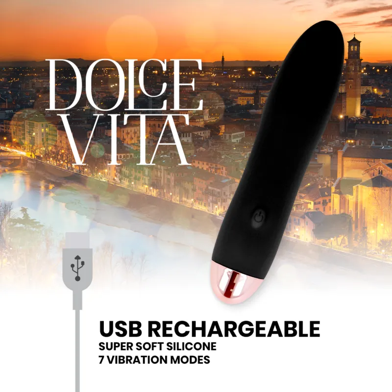 Dolce Vita Rechargeable Vibrator Four Black 10 Speeds