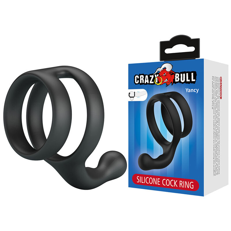 Crazy bull - yancy double cock and ball ring black 1