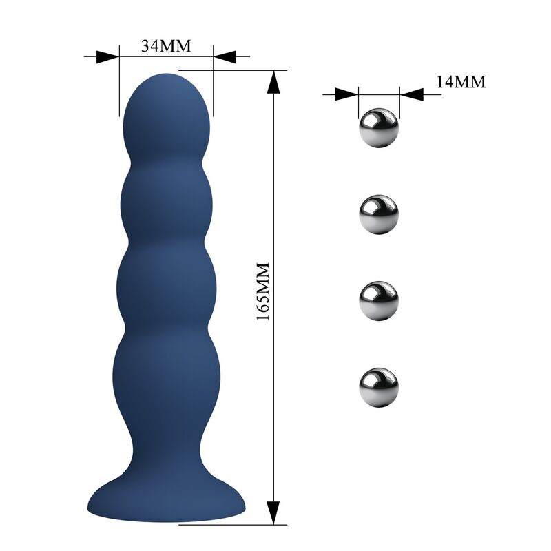 Mr play - anal plug with 4 metal balls and suction cup blue 6
