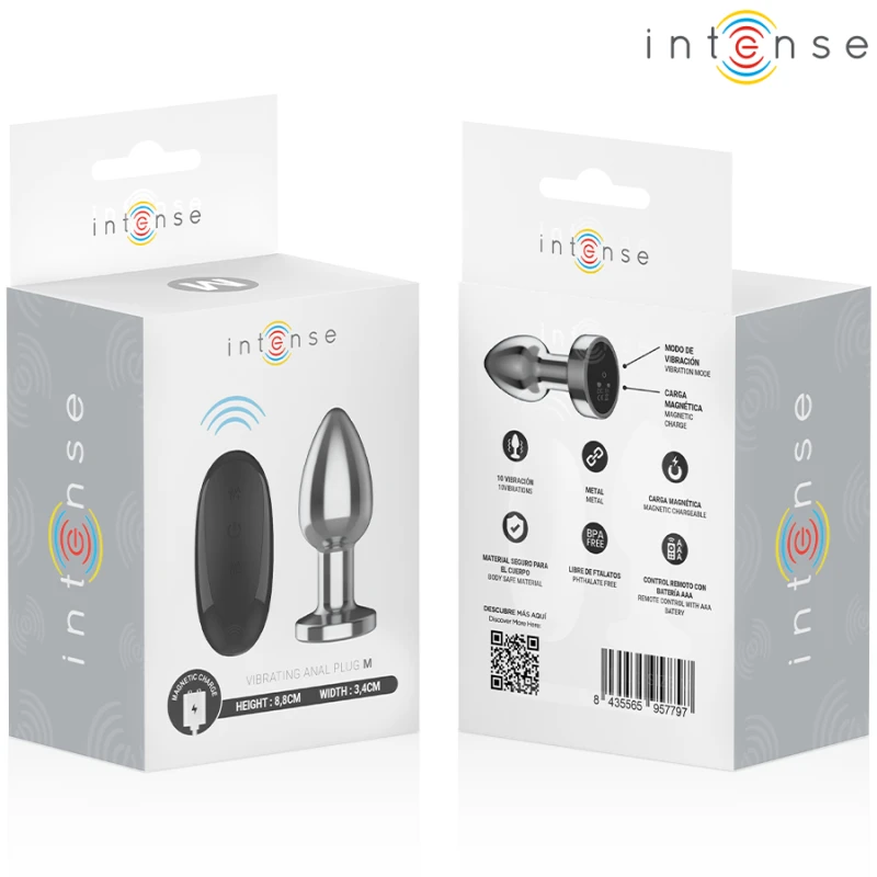 Intense - anal plug 10 vibrations metal with remote control m 7