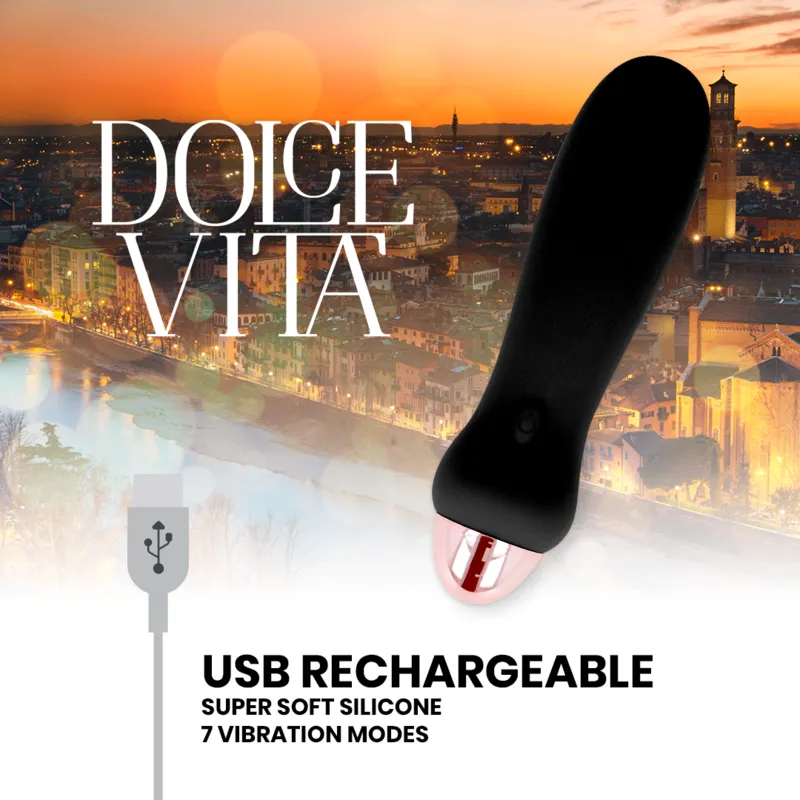 Dolce Vita Rechargeable Vibrator Five Black 10 Speeds