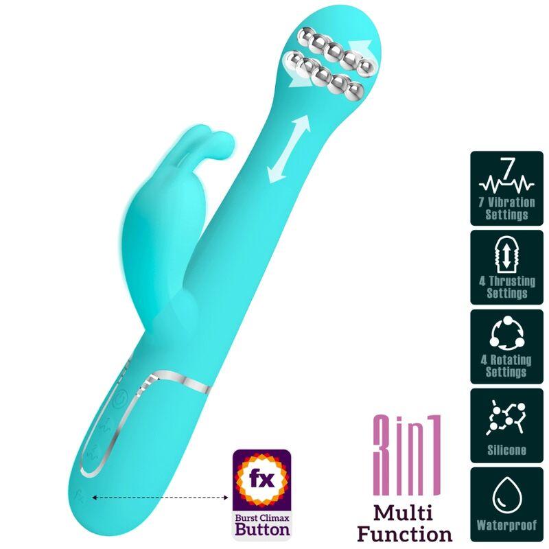 Pretty Love - Dejon Rabbit Vibrator 3 In 1 Multifunction Aqua Green 9