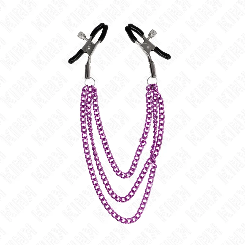 Kink - Nipple Clamps With 3 Chains Purple 20/23/28 Cm