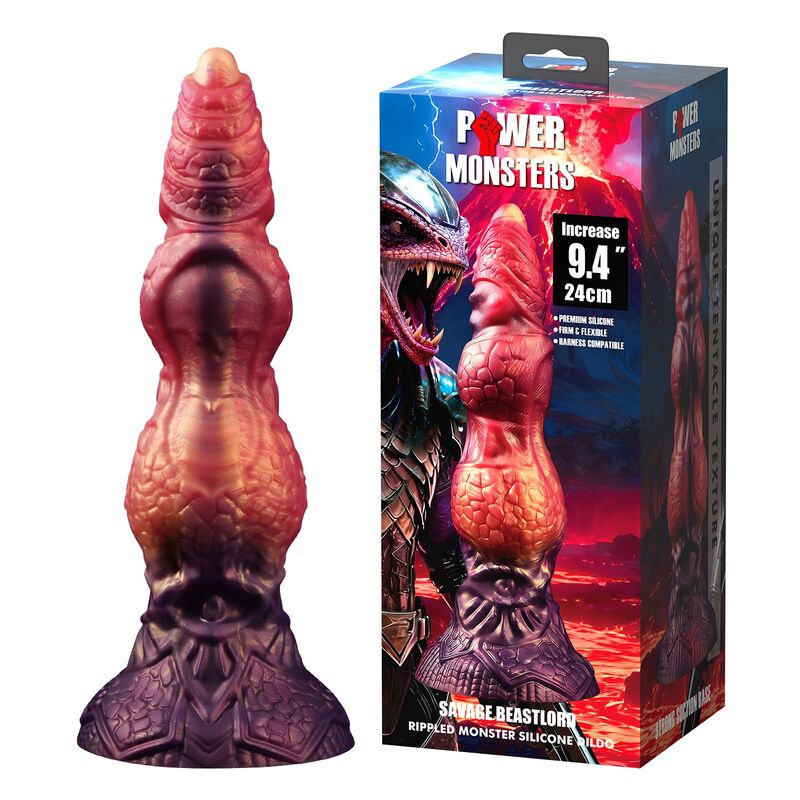 Power monsters - savage beastlord tricolor fantasy silicone dildo 24 cm Ø 5 cm 5