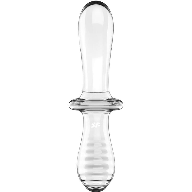 Satisfyer - Double Crystal Dildo Transparent - Sklenené Dildo 2