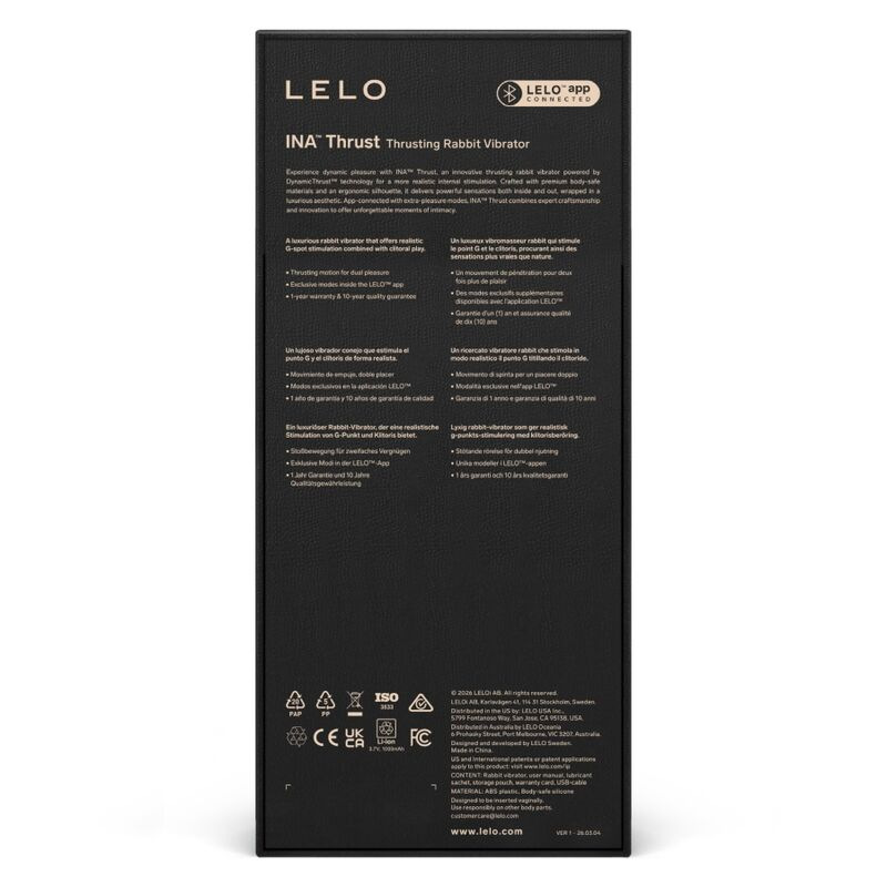 Lelo - ina thrust rabbit thrusting vibrator black 11
