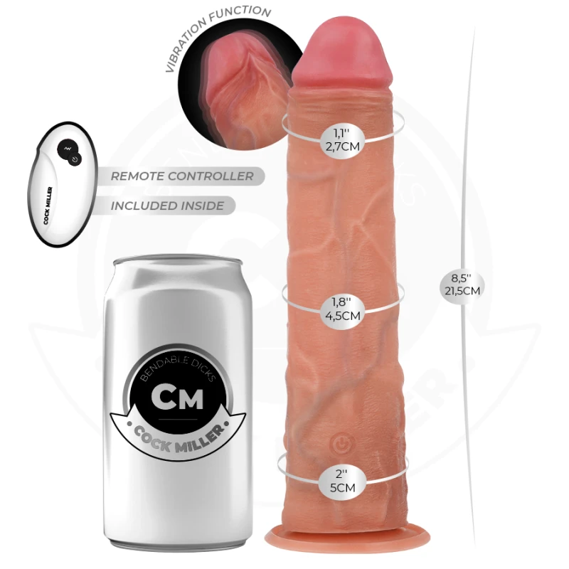 Cock miller - realistic dildo with suction cup and vibration with remote control 21.5 cm 3