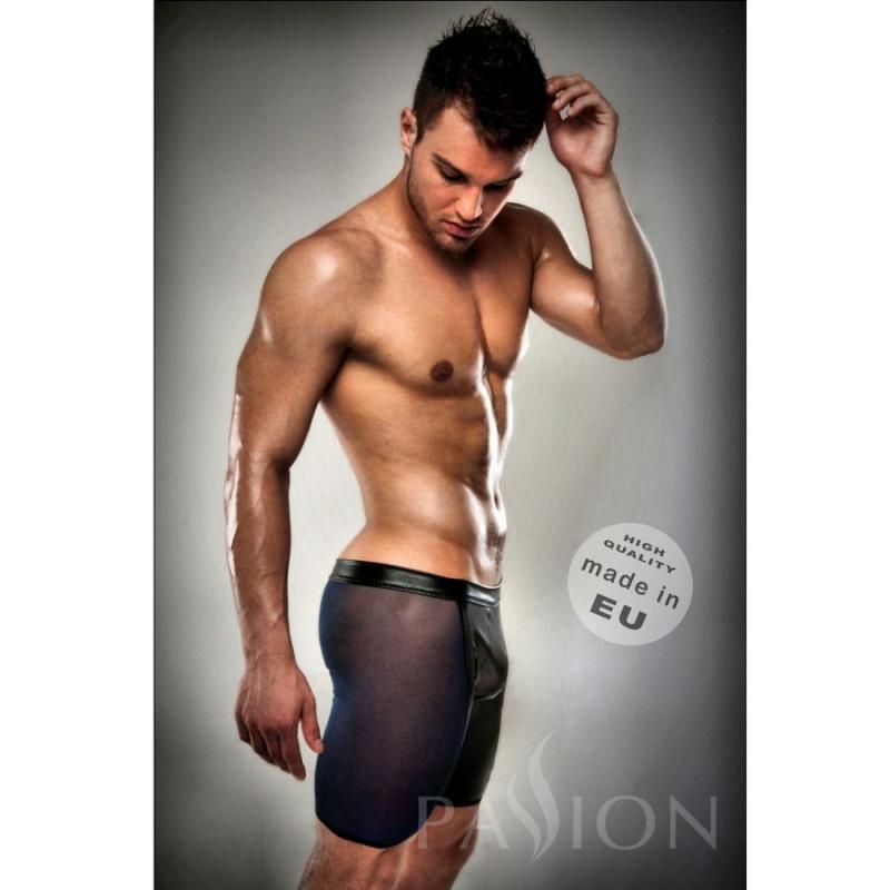 Boxer Leather Fetish Black Clear By Passion Men Lingerie. L