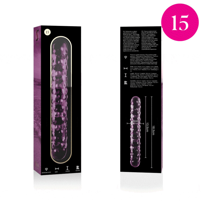 Nebula series by ibiza - model 15 dildo borosilicate glass pink 18.5 cm -o- 3 cm 3