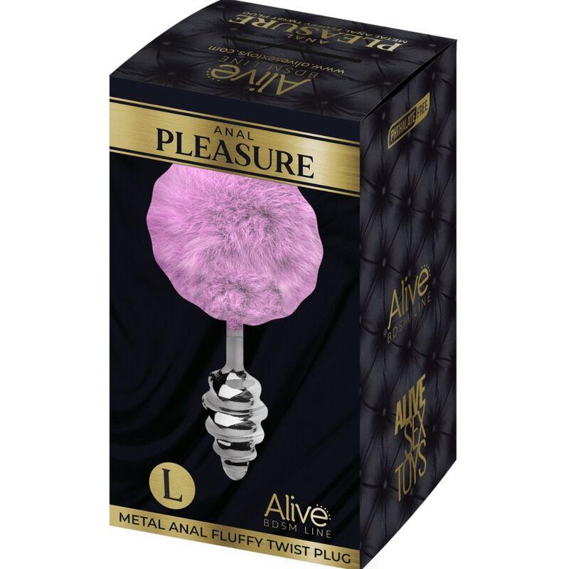 Alive - Anal Pleasure Plug Spiral Metal Fluffy Violet Size L