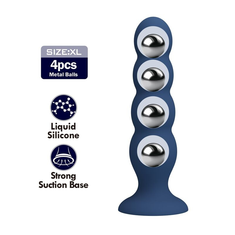Mr play - anal plug with 4 metal balls and suction cup blue 1