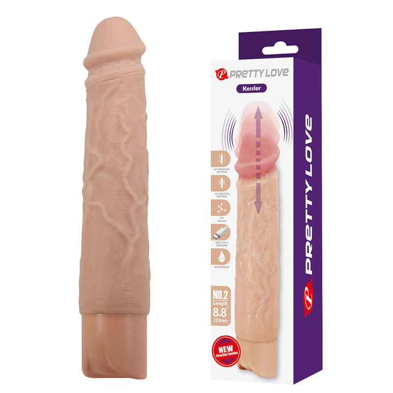 Pretty love - kessler realistic vibrating dildo with 10 vibration modes and 10 throws, 22 cm natural