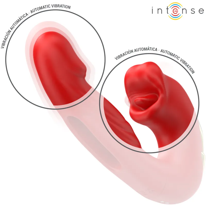 Intense - nathy double vibrator with multifunction stimulating mouth red 4